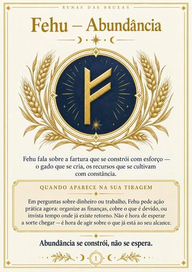 Página do material — runa Fehu — Abundância